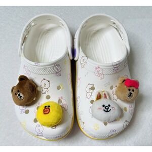 Crocs Kids LINE FRIENDS Classic Plush Clog Slip On Jibbitz Charms Sz 1 Sold Out!